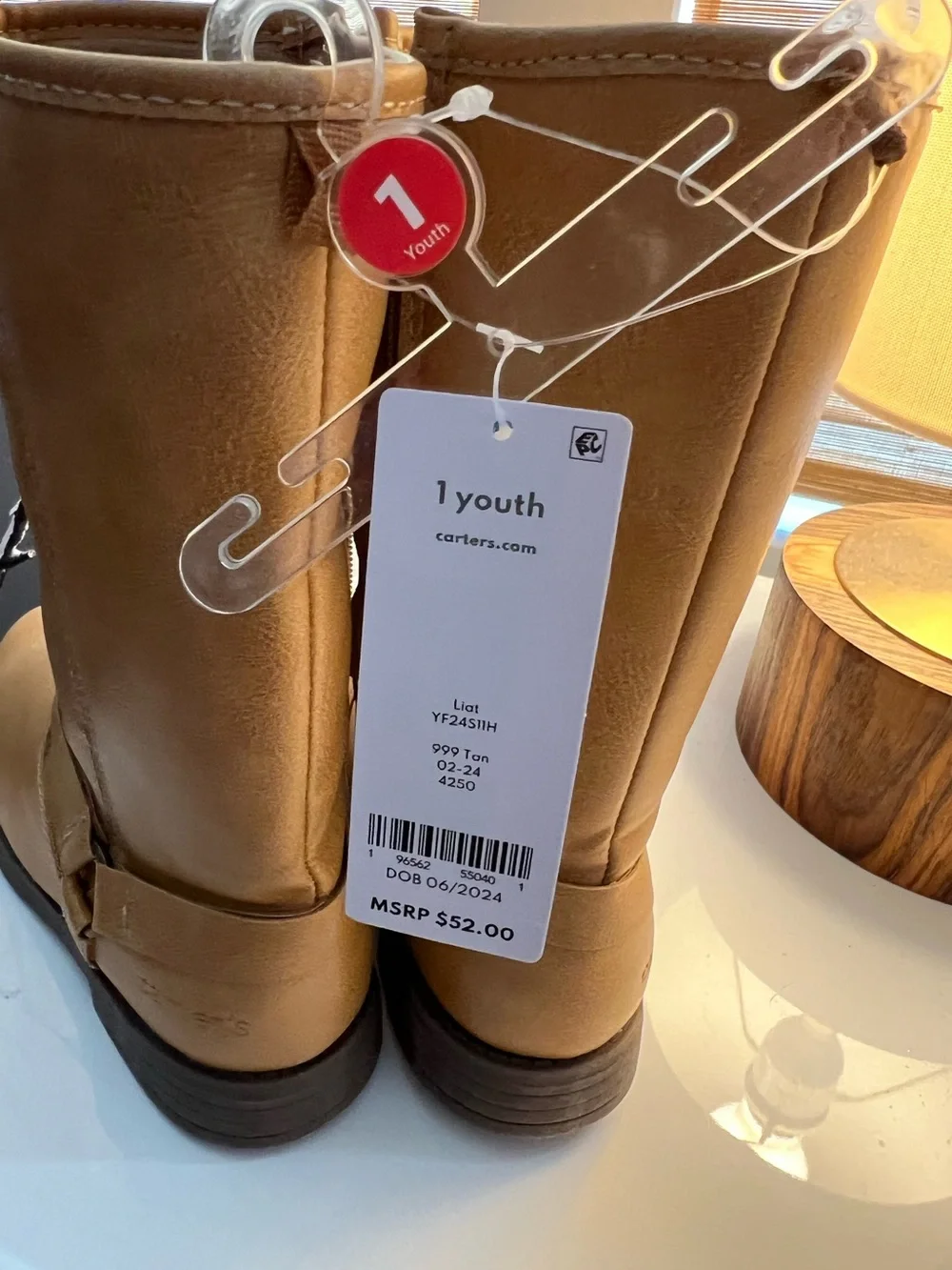 NWT Carter's tan faux-leather youth riding boots